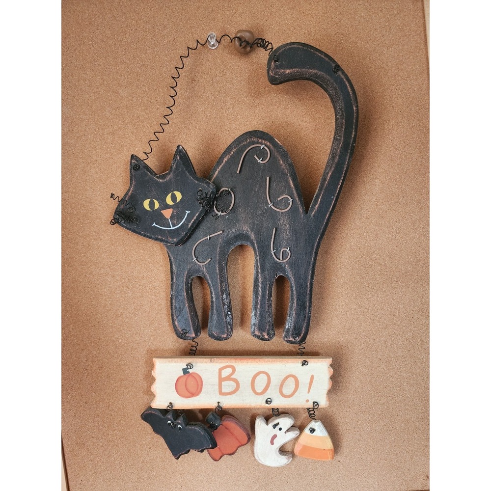 Festive Halloween Sign Black Cat, Pumpkin, Ghost,‎ Batman, And Candycorn